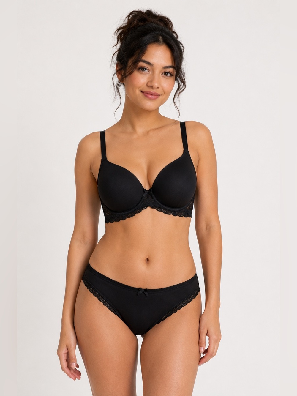 Wacoal Black Underwire T-Shirt Bra 32DDD Full Figure Lace Trim